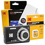 Digital Camera Set Bundle with Kodak Pixpro FZ55 Black Compact Digital Camera, 32gb SD Card, and Clikoze Cleaning Cloth