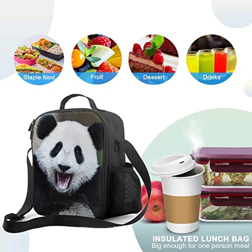 Prelerdiy Panda Lunch Box - Insulated Lunch Box For Kids Funny 3D Design With Side Pocket & Shoulder Strap Lunch Bag Perfect For School/Camping/Hiking/Picnic/Beach/Travel #TOP4