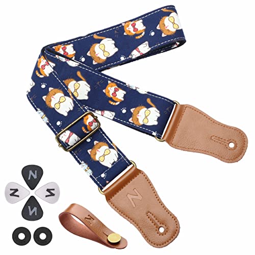 Sangle de guitare, Sangles en coton japonais pour guitare acoustique avec extrémités en cuir véritable pour guitare… - Les Beatles, Paul McCartney, John Lennon, RIngo Starr, George Harrison Sangle de guitare, Sangles en coton japonais pour guitare acoustique avec extrémités en cuir véritable pour guitare…
