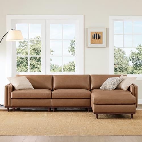 Image of CHITA 118 inch Super Large Sectional Modular Sofa, 4 Seat, Faux Leather, Camel