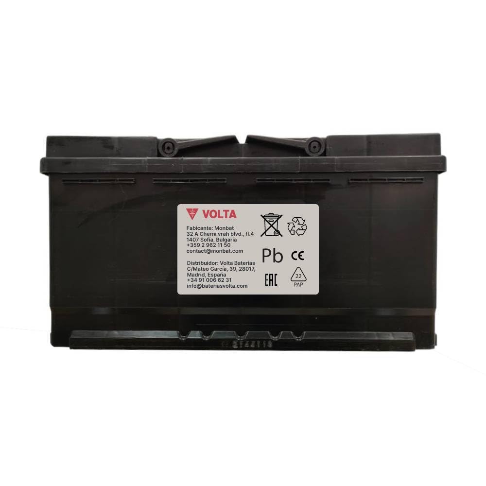 Bateria de Coche Standard 110Ah 950A Volta L1100D - Borne +Dcha - Medidas Largo 393 x Ancho 175 x Alto 190 mm con 2 años de Garantía - Fabricación Europea.