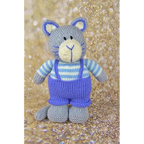 Knitting Pattern Purrrcy The Cat from Knitting by Post Leaflet. Time to Roll Out The Yarn for This Adorable Feline Creation in Blue, Cream and Grey Cover
