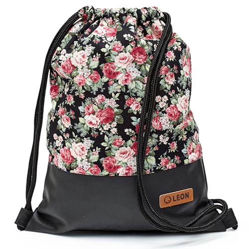 By Bers LEON Turnbeutel mit Innentaschen Rucksack Tasche Damen Herren & Teenager Gymbag...