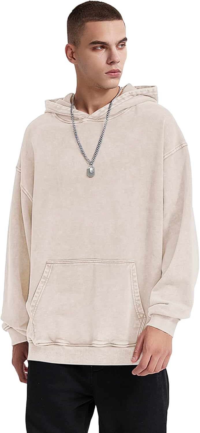 KEEPSHOWING Mens Oversized Hoodies Vintage Hoodie Couples Pullover Acid Wash Hoodies for Men Streetwear Sweatshirts - Image 4