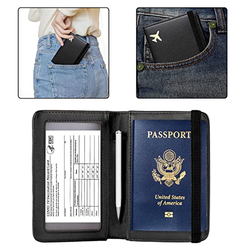 Zoppen Passport And Vaccine Card Holder Combo, Passport Holder With Vaccine Card Slot Fits 4.3 X 3.5 Inches Vaccine Card, Travel Essentials Document Organizer Rfid Blocking Cover Case For Women Men #TOP3