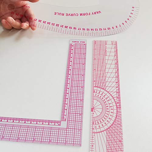 image for HLZC Fashion Clear Metric Sewing Ruler Set, French Curve Pattern Ruler