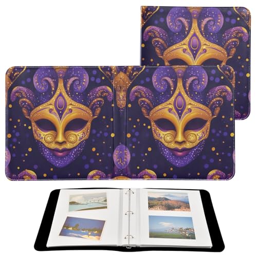 Álbum de fotos autopegable DIY Scrapbook Album con diseño de máscara de carnaval y encuadernador de 3 anillos, 40 páginas de 8x10 pulgadas para recuerdos miniatura 2