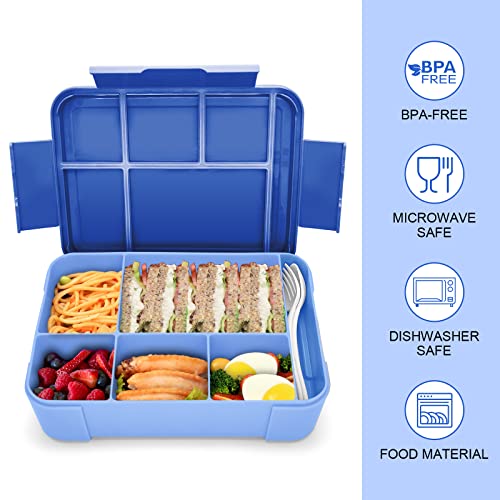 Image of IJIAMY Bento Lunch Box Kids, Bento Box Lunch Box Adults with 5 Compartments and 1 Salad Dressing Containers, Snack Box for Kids and Adults Work School