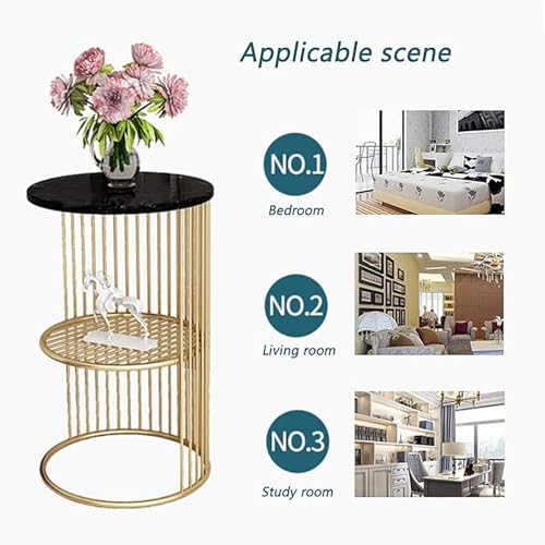 Image of Crown Art Shoppee Coffee Table Metal & Wooden Table with Open Shelving for Storage, Modern Furniture for Living Room & Home Office (Full Golden)