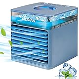 【Risparmio Energetico】 Questo raffreddatore ad aria evaporativo e umidificatore è privo di freon ed è ecologico. Il condizionatore d'aria personale può funzionare a basso consumo energetico. La sua alimentazione è fornita dalla porta USB.