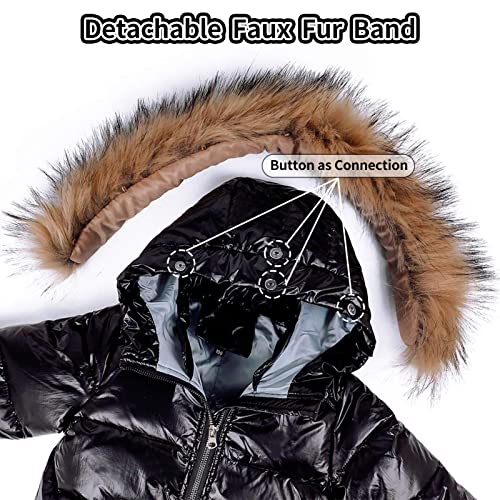 Foto von Baby Schneeanzüge Winter Overall Mit Kapuze Daunen-Skianzug Strampler Mädchen Jungen Winter Outfits, Schwarz 12-18 Monate