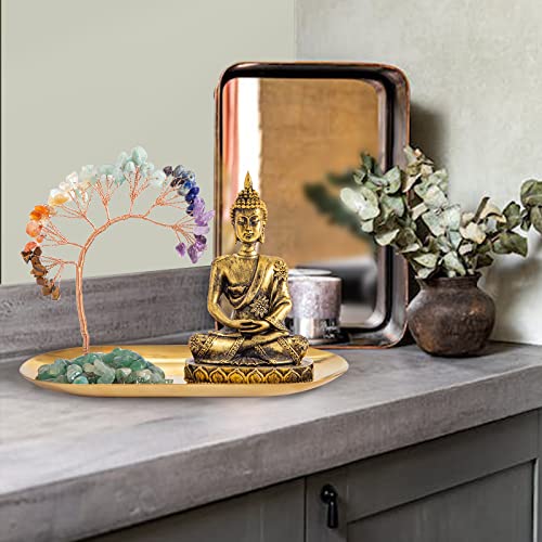 Pimaimai 7 Chakra Crystal Tree Buddha Statue,Yoga Meditation Decor, Buddha Gifts,Bookshelves, Desk, Home Decor,Bring Good Luck And Wealth To The Family，Spirit Room Home Decor(Bronze) #TOP4
