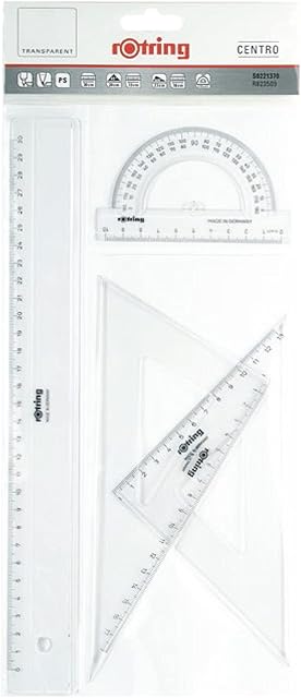 Rotring Centro Geometry Rule/Protractor/Set Square x2 (Set of 4)