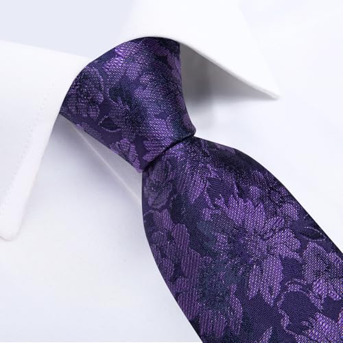 Image of DiBanGu Mens Paisley Tie Sets Silk Jacquard Woven Floral Necktie and Pocket Square Cufflinks Wedding Business Party