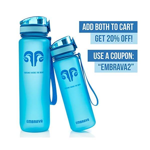 Embrava-Best-Sports-Water-Bottle-17oz-Small-Eco-Friendly-BPA-Free-Plastic-For-Running-Gym-Yoga-Outdoors-and-Camping-Fast-Water-Flow-Flip-Top-Opens-With-1-Click Embrava Best Sports Water Bottle - 17oz Small - Eco Friendly & BPA-Free Plastic - For Running, Gym, Yoga, Outdoors and Hiking - Fast Water Flow, Flip Top, Opens With 1-Click - Leak-proof Lid