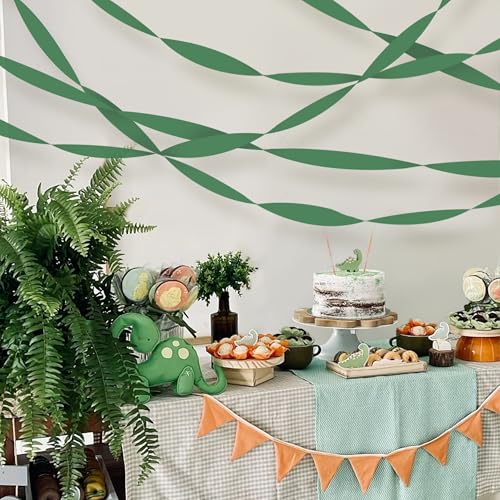 Image of 8 Rolls Crepe Paper Streamers, Hunter Green Streamers Party Decorations for Baby Shower Bridal Shower Wedding Jungle Dinosaur Themed Birthday Christmas Decorations