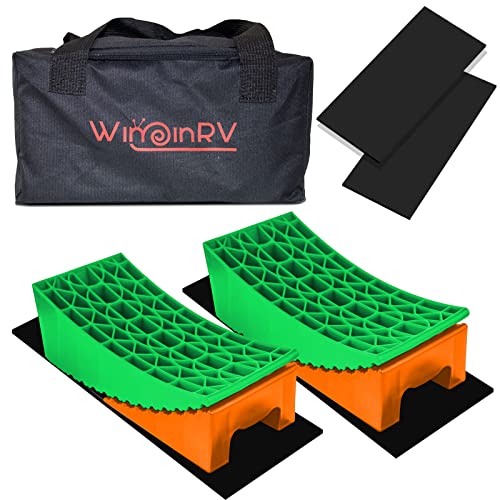 Wininrv Rv Leveling Blocks, Camper Leveler, 2 Packs For Dual Axle Tandem Wheel Travel Trailer Motorhome(Orange And Green) #TOP18