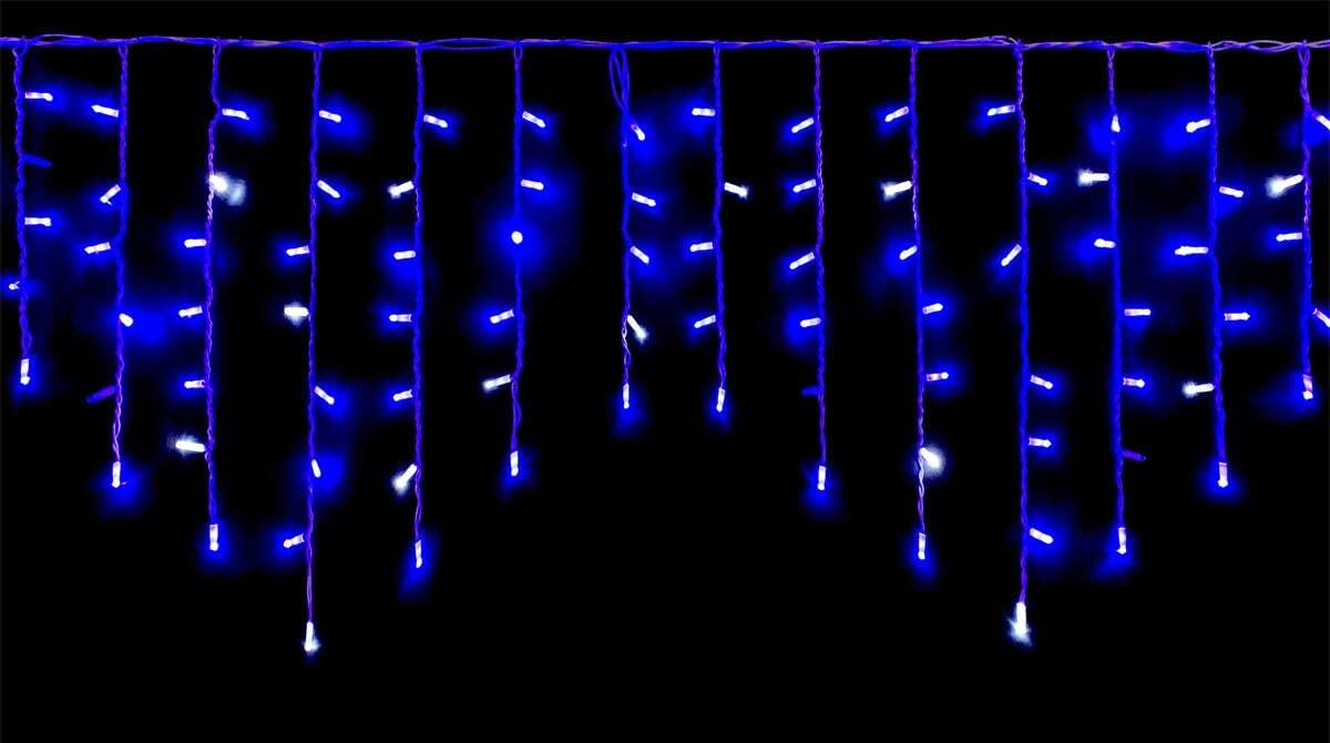 A2ZWORLD Rideau lumineux extérieur avec effet cascade, professionnel IP65, rideaux avec 4 longueurs différentes 30 cm 40 cm 60 cm et 70 cm (3 m avec 120 LED, bleu)