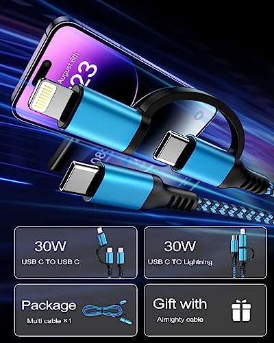 Image of USB C to Lightning&USB C Cable, 2-in-1 /6ft USB C Multi Charging Cable Cord | Apple Lightning /Type C Port iPhone Charger Cord Fast Charging for iPhone 17 16 15 14 13 12 Pro Max, iPad, Samsung, Google
