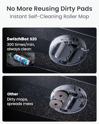 Image of SwitchBot S20 Robot Vacuum and Mop with Matter, 10000Pa Powerful Suction, Roller Mop, AI Navigation, Auto Mop Washing & Drying, 90 Days Hands-Free, Self-Emptying, Works with AppleHome Alexa GoogleHome