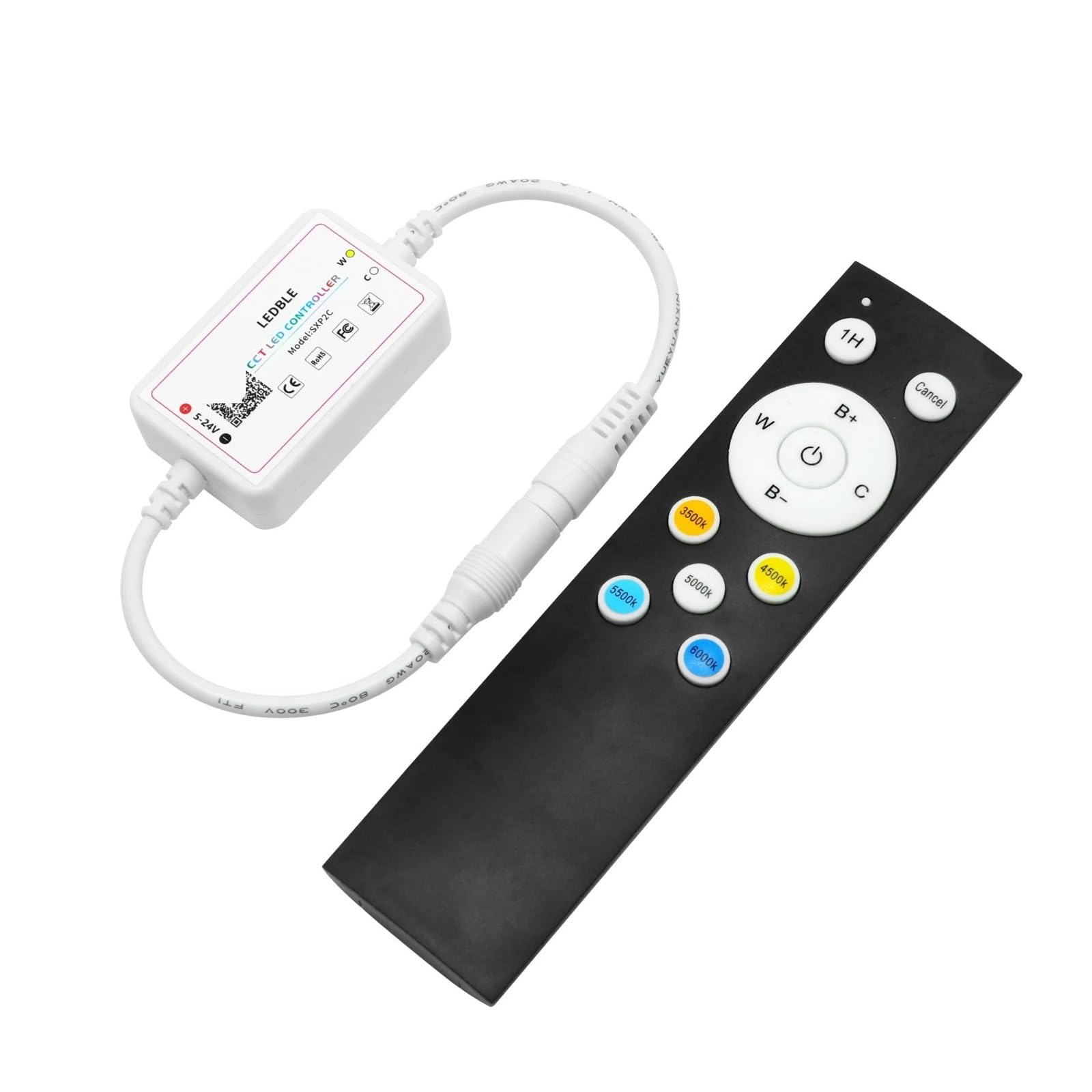 El regulador LED del controlador LED es adecuado for la tira de luces LED CCT COB, atenuador de DC5-24V 3500K 4500K 5000K 5500K 6000K reemplazable