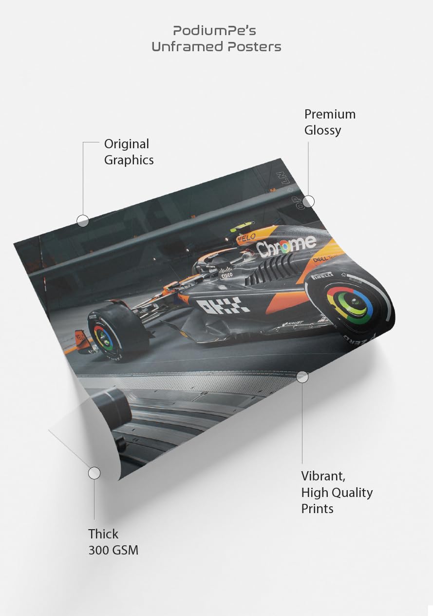 PodiumPe McLaren Formula 1 Posters Set of 2 | Lando Norris + McLaren Racing F1 | A3 | Unframed 2
