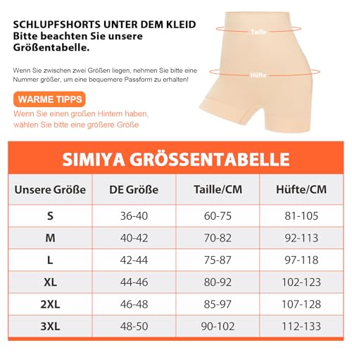 SIMIYA Bauchweg Unterhose Damen Hohe Taille Shapewear Figurformende Nahtlose Miederhose Leggings Kurze Bauchstraffung Miederpants Body Shaper Bauchkontrolle Unterwäsche (Beige, L)