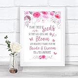 Pink Watercolour Floral Plant Seeds Favours Personalized Wedding Sign