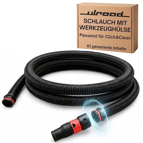 ULROAD 1,5m Staubsaugerschlauch passend für Bosch Professional GAS 18V-10 L Akku-Sauger – Ersatzschlauch inkl. Werkzeugmuffe & Click-Anschluss