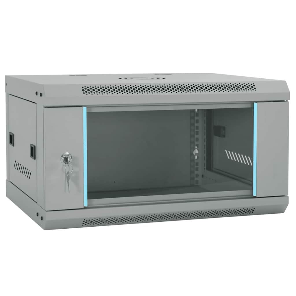 Armadio di rete con archiviazione, grigio, 60 x 45 x 35 cm, in acciaio, per ufficio e appartamento con vetro di sicurezza monolastra – Armadio di rete industriale con robuste maniglie a chiavistello