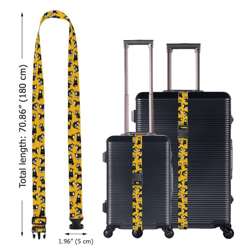 Image of WIRESTER Set of 2 Adjustable Luggage Straps with Buckle, Travel Secure Belt for Suitcase Baggage, Luggage Accessories - Black White Tuxedo Cat Playful Postures