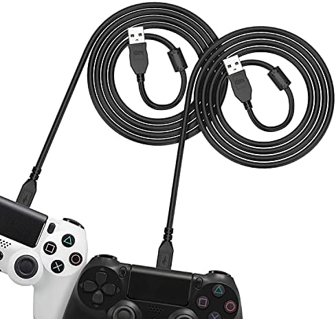 6amLifestyle [2 Pack 10FT] PS4 Controller Charging Cable, Charge and Play, Micro USB Charger High Speed Data Sync Cord for Sony Playstation 4 PS4 Slim/Pro Controller, Xbox One S/X Controller, Android