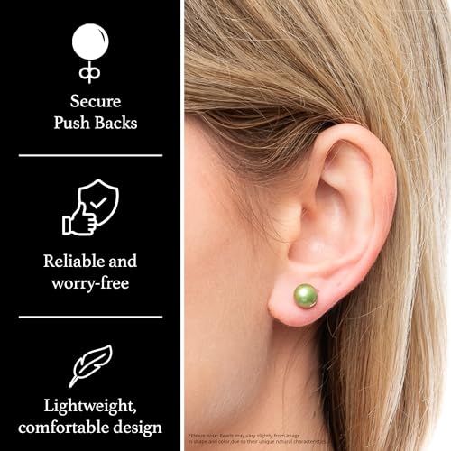 925 Sterling Silver Genuine Pearl Earrings Set for Women | AAA+ Quality Genuine Freshwater Cultured Pearl Earrings Set | 7-8mm Multicolored Pearl Earrings for Women by Splendid Pearls 5