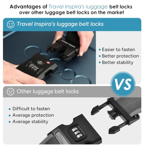 Image of Travel Inspira Luggage Straps for Suitcases with TSA Lock, Protect Your Luggage Anti-Burst, High Visibility Color, Easy to Identify Luggage Adjustable Heavy Duty Belt for 20-28 Inch Suitcases(2-Pack)