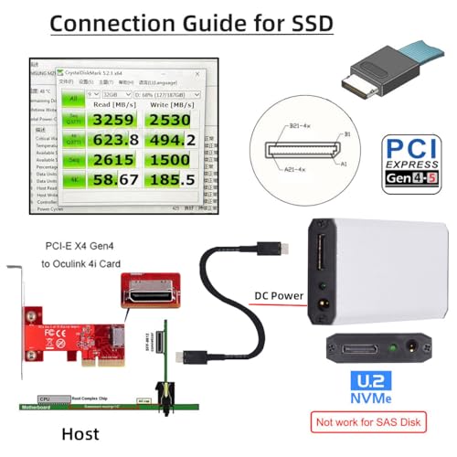 Adaptador Caja SSD M.2 NGFF a Oculink PCIe 4.0 miniatura 4