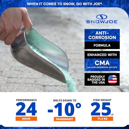 Snow Joe Premium Enviro Blend Ice Melt, Green-Coated Deicer Crystals - Safer Melter for Vegetation, Concrete & Metals w/Anti-Corrosion Calcium Magnesium Acetate - 25 lb - Thumbnail 4