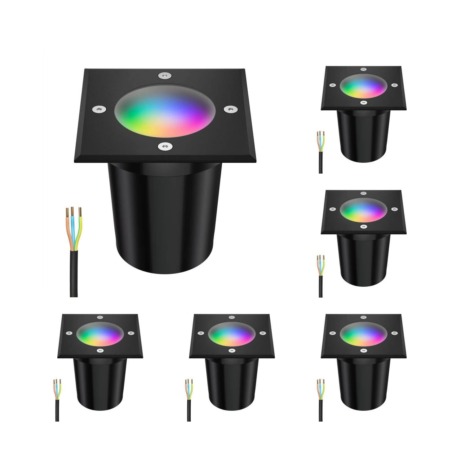 3 pièces luminaire encastré de sol BOLI pour l'extérieur acier inoxydable rond IP67 108mm incl. Smart Home lampe LED RGBW GU10, 5,41W, 473lm 3 pièces luminaire encastré de sol BOLI pour l'extérieur acier inoxydable rond IP67 108mm incl. Smart Home lampe LED RGBW GU10, 5,41W, 473lm