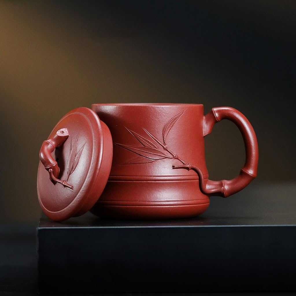 Filiżanki do Matchy Ręcznie robiony kubek do kawy z pokrywką na biurko, kubek do herbaty, zestaw do herbaty Kung Fu, 380 ml, kreatywny design zestaw do herbaty z zaparzaczem