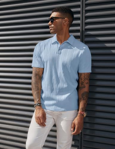 Image of PJ PAUL JONES Mens Polo Shirts Short Sleeve Textured Knit Polos
