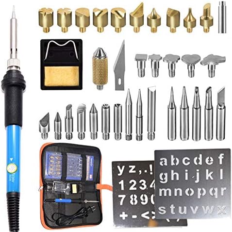 Soldering Adjustable 60W 40 PCS Kit Tool Set Firewall Firewood Electric Firewood Welding Tips Hobby Craft Pen soldering iron - (Power: 50W-99W, Plug Type: US)