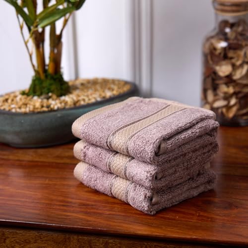 Image of Bamboo Soul Bamboo Face Towel | Ultra Absorbent & Super Soft | 30 x 30 cm - 550 GSM | Pack of 3 (Dark Beige)