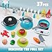JOYIN Toy Food Set for Kids Kitchen, Pretend Play for Toddlers 1-3, Play Kitchen Appliances with Pots, Pans, Induction Cooker, Cutting Vegetables, Fake Food, Gift for Boys and Girls, Cooking Toy Set