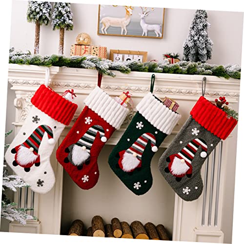 Chaussettes de Noël de cheminée et décorations d'arbre en tissu rétro x3 - 8