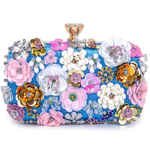 Image of BBTT.ful Women Clutches Flower Evening Handbag Chain Strap Shoulder Bag handbag Wedding bag purse