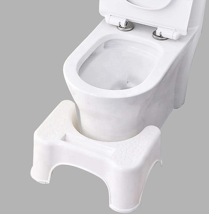 Techhark Drs Advise Perfect Posture Plastic Squat Potty Step Stool for Western Toilet Scientific Angle, Anti-Slip, Anti-Constipation, 21 cm Height (White)