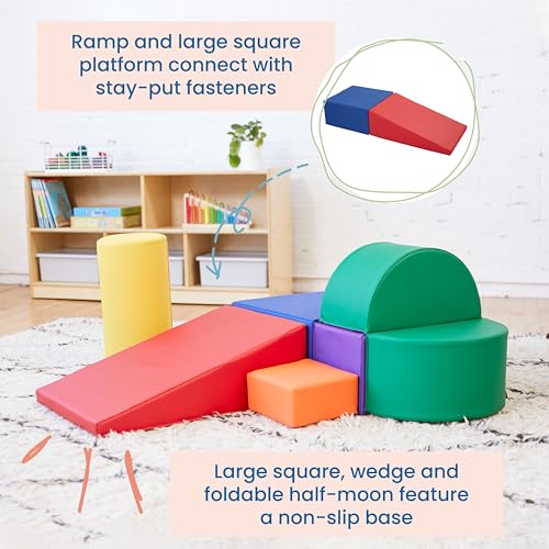 Image of ECR4Kids SoftZone Crawl and Climb Playtime Playset, Building Blocks, Assorted, 6-Piece