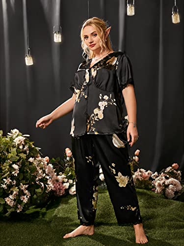 WDIRARA-Womens-Plus-Size-2-Piece-Sleepwear-Floral-Short-Sleeve-Top-and-Pants-Pajama-Set WDIRARA-Womens-Plus-Size-2-Piece-Sleepwear-Floral-Short-Sleeve-Top-and-Pants-Pajama-Set