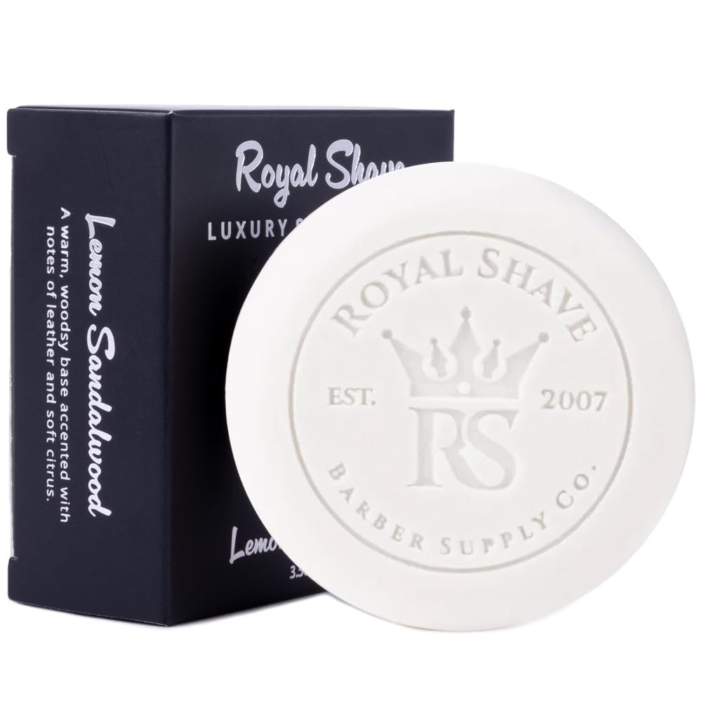 Royal Shave Hard Shaving Soap Puck, Lemon Sandalwood Wet Shave Refill