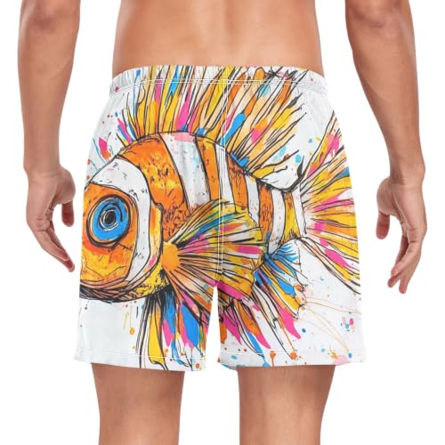 Pantalones cortos de natación para hombre naranjas con dibujos 2