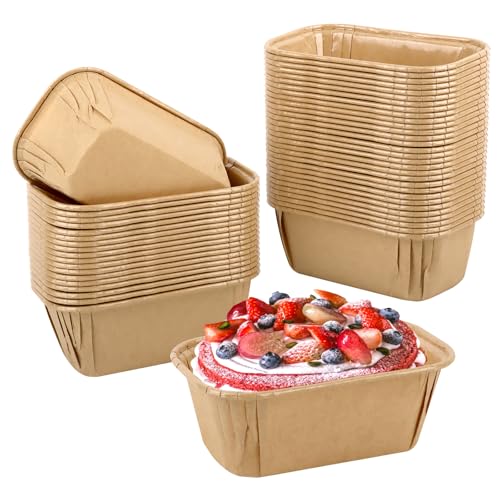 50 Pièces Mini Moules à Gâteaux en Papier, Réutilisables, Rectangulaires, de la Marque LOBVABA, en Plastique, Antiadhésif, pour Mini Gâteaux et Petits Pains